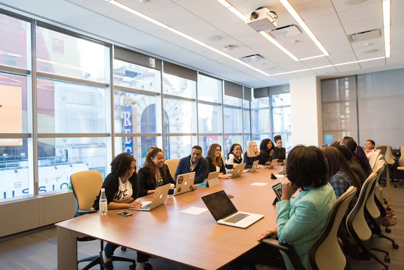 A team in a working session around the table